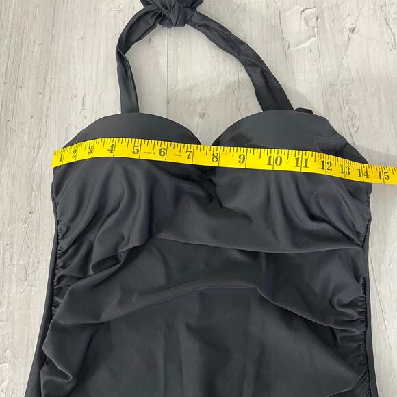 Ebuddy Black Halter Tummy Cover One Piece Swim Bathing Suit XL - Picture 6 of 7